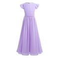 thumbnail image 2 of renvena Kids Flower Girls Princess Birthday Party Chiffon Dress Flutter Sleeves Bridesmaid Pageant Lavender 12, 2 of 7