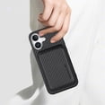 thumbnail image 4 of Dteck Detachable Back Cover for iPhone 16 with Card Holder, Magnetic Wallet Pocket Carbon Fiber Texture PU Leather Slim Phone Case, Black, 4 of 12