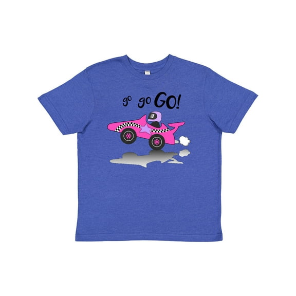 Inktastic Go Go Go pink racing car Youth T-Shirt