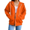 thumbnail image 3 of Zip Up Hoodie Women Oversized Fleece Jacket Drawstring Cute Hoodies Y2k Lightweight Fall Sweatshirts with Pockets, 3 of 9