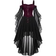 thumbnail image 4 of Women Gothic Halloween Costume Dress Medieval Renaissance Renaissance Vintage Cold Shoulder Butterfly Sleeve High-Low Mesh Gown for Halloween Party Cosplay Outfit, 4 of 5