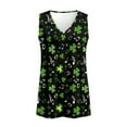 thumbnail image 4 of Jeiento Women's Green Leaf Tank Tops Summer Casual V Neck Sleeveless Tops Loose Fit Basic Blouse Love Music Notes T-shirt St Patrick's Day Costume Flowy Pleated Tunic Tops Y2K Outfits,XL, 4 of 7