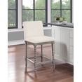thumbnail image 2 of Abbott 26" Spindle Counter Stool with Brushed Gray Frame and Linen White Fabric, 2 of 7