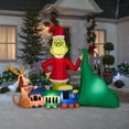 thumbnail image 2 of Gemmy  Christmas Airblown Inflatable Grinch Putting Train in Santa Sack Scene Dr. Seuss, 6.5 ft Tall, 2 of 4