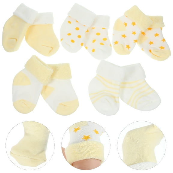 PBPBOX 5 Pairs Baby Winter Socks Yellow Cotton Warmth Infant Socks for Toddler