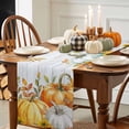 thumbnail image 3 of Table Runner Dresser Scarves 72 Inch Long,Thanksgiving Farm Pumpkin Leaves Linen Dining Table Runners Sunflower Plant Wood Board Tabletop Scarf for Wedding Holiday Party Kitchen, 3 of 9