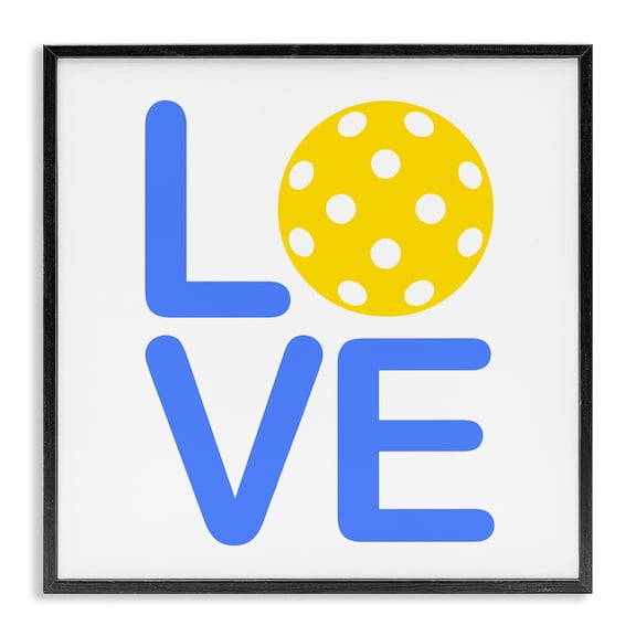 Stupell Industries Eclectic Blue & Yellow Love Wiffle Ball Black Framed Giclee Art, 17 x 17, by Lil' Rue