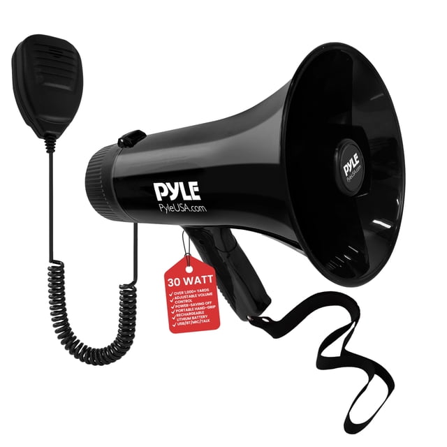 Megáfono portátil Pyle PA Bullhorn de 30 W con sirena