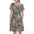thumbnail image 1 of Bixox Robe d'Été à Manches Courtes pour Femmes Robe Ample Longueur Genou avec Poches-Coq, 1 of 7