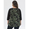 thumbnail image 4 of DARING DIVA Women's Plus Size Raglan Crewneck 3/4 Sleeve Floral Tunic Tee 4X Camouflage, 4 of 6