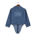 thumbnail image 5 of Blouses Button-Down Shirts for Women Casual 3/4 Sleeve Crop Jean Knot Tie Denim Shirt Jacket Tops, 5 of 5