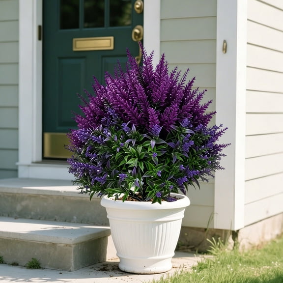 LHNFT Spring Summer Outdoor Artificial Lavender,Purple Fake Flower Ground Plug for Patio and Garden Decor