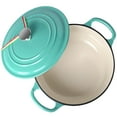 thumbnail image 3 of 4.2Qt Cast Iron Covered Dutch Oven W/ Stainless Steel Knob and Loop Handles, Green, 3 of 9
