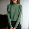 thumbnail image 2 of Ediodpoh Womens Sweaters Button Front Knit Pullover Soft Comfortable Loose Fit Turtleneck Top Fall Winter Casual Army Green XXL, 2 of 4