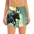 thumbnail image 2 of Yiaed Bull Charging Through Waves Print Women's Running Shorts with Liner 3 Zipper Pockets Elastic Workout Athletic Gym Yoga Shorts-XX-Large, 2 of 7