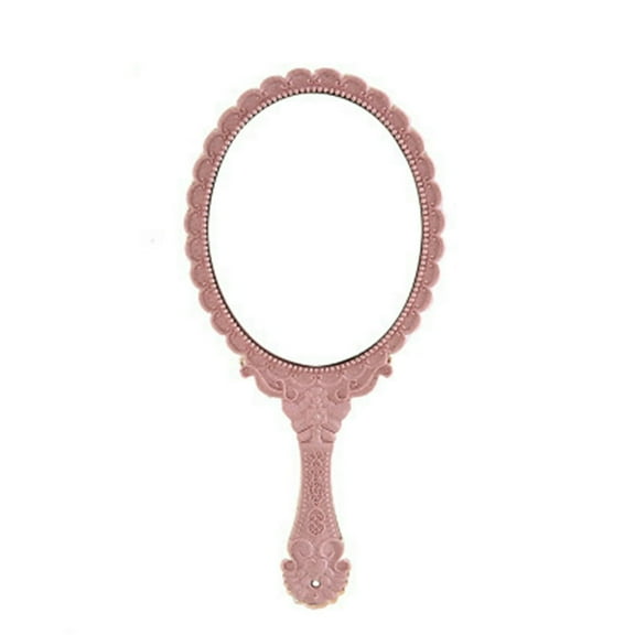 EASTIN Hand Mirror Vintage Handheld Mirror Embossed Hand Mirrors with Handle for Women and Girls Pink