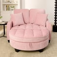 thumbnail image 4 of Modern Double Sofa Chaise Lounge with Irregular Armrests and Backrests, Footrest with Storage Space, 2-seater Sofa Bed for Living Room, Bedroom, Office, Pink, 4 of 9