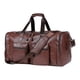 thumbnail image 1 of Bolsa de viaje tipo duffel, bolso de gimnasio, bolso de fin de semana de piel sintética, bolso para teléfono y ropa. Marrón oscuro, 1 of 9