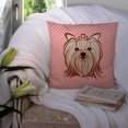 thumbnail image 3 of Pink Checkered Yorkie / Yorkshire Terrier Fabric Decorative Pillow, 3 of 4