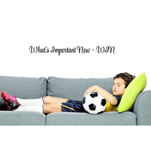 Custom Decals What's Important Now - Win Wall Art Size: 6 X 20 Inches Color: Black