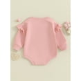 thumbnail image 4 of Gupgi Baby Girl Sweatshirt Romper Infant Ruffle Long Sleeve Crew Neck Letter Embroidery Jumpsuit, 4 of 9