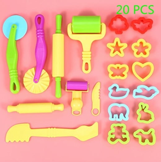 20pcs Dough Tools Play Set Modelling Clay Craft Roller Cutters Moulds 