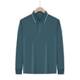 thumbnail image 5 of Womens Soft Knit Long Sleeve Golf Shirts Collared Contrast Trim Quick Dry Dressy Pullover Tees for Tennis Workout Athletic Work Office, Dark Blue, XXL, 5 of 9