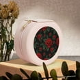 thumbnail image 6 of Fuzoiu Roses Print Portable Jewelry Box,Round Mini Leather Travel Jewelry Case,Small Travel Jewelry Organizer,Jewelry Holder for Ring Necklace Earring for Women Girls-Pink, 6 of 7