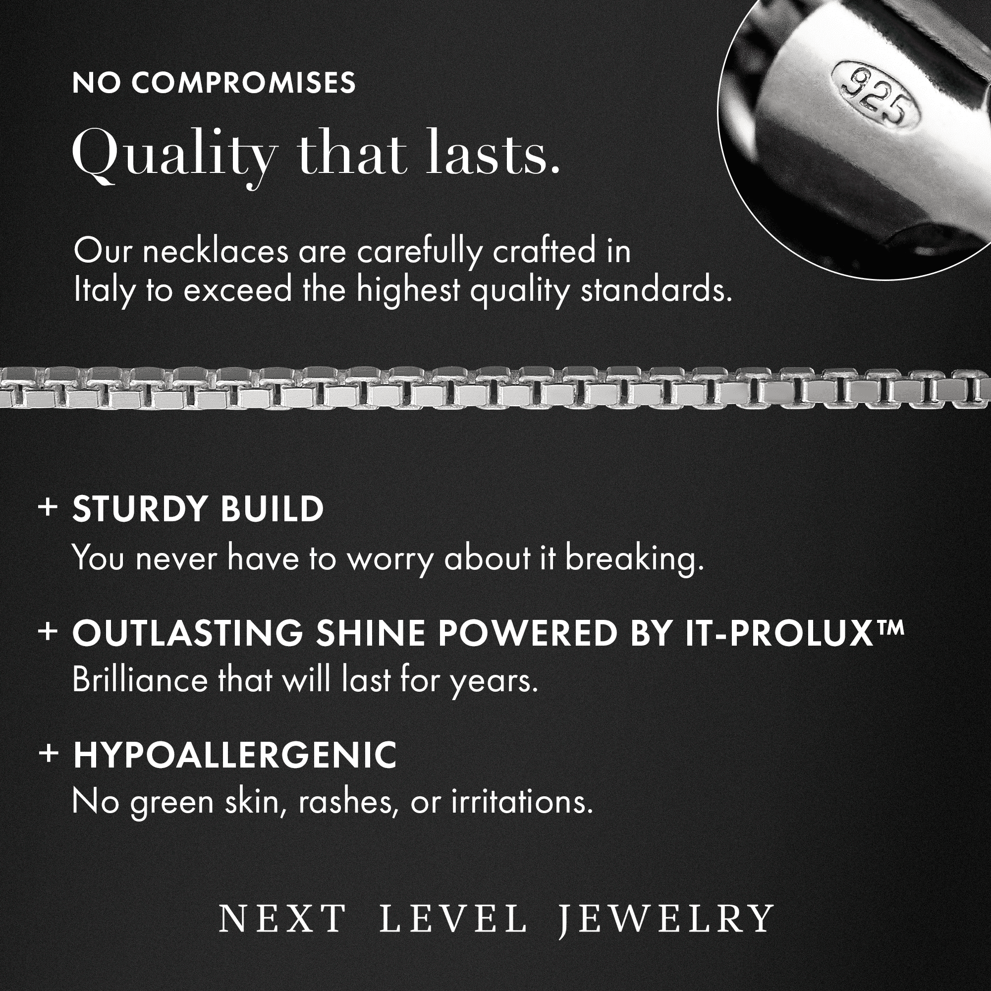 Sterling Silver Box Chain Necklace 1MM-3MM, Solid 925 Italy, 16-24 inch, Next Level Jewelry
