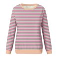 thumbnail image 4 of YUGYXL Fall Winter Sweatshirt for Women Plus Size Striped Blouses Crew Neck Long Sleeve Pullover Teen Girl Holiday Clothes Pink S, 4 of 5