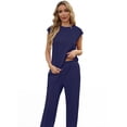 thumbnail image 4 of PINKSIR 2 Piece Sets for Women Sleeveless Lounge Sets Wide Leg Pants Matching Set Travel Vacation Outfits with Pockets, 4 of 9