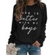 thumbnail image 1 of Sudadera de mujer con cuello redondo, diseño de patrón de letras, manga larga, sudadera informal holgada con capucha para uso diario, blanco (fuente negra) S, 1 of 5