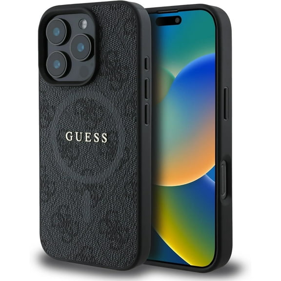 Guess PU Leather 4G Coloured Ring Case with MagSafe for iphone 16 Pro Max 6.9" Black - GUHMP16XG4GFRK