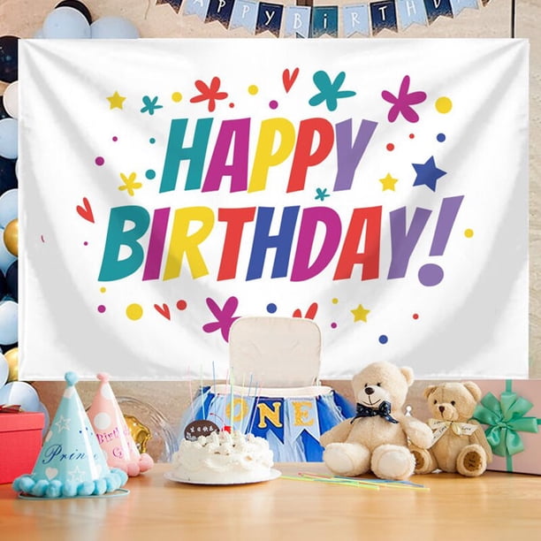 Tapiz de fondo de feliz cumpleaños, decoración de pared de habitación de niños Kawaii, dormitorio de niñas, dibujos animados, decoración de fiesta en el hogar