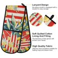 thumbnail image 2 of Yayeee Double Oven Mitt Kitchen Heat Resistant Baking 35" x7" Quilted Glove, White Striped Lemon, 2 of 6