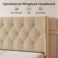 thumbnail image 3 of Lofka Full Size Bed Frame with Headboard, Platform Bed with 8-Inch Storage Space and Wood Slats, No Box Spring Needed, Beige, 3 of 8