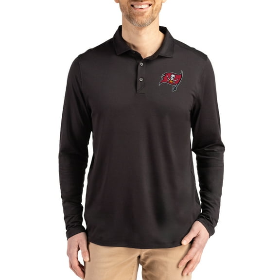 Men's Cutter & Buck Black Tampa Bay Buccaneers Coastline Epic Comfort Eco Recycled Polo
