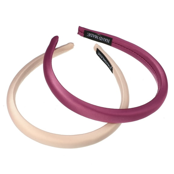 Unique Bargains 2 Pcs Solid Simple Silk Headbands Fashion Hair Accessories for Women Light Pink Rose Purple 0.59" Wide