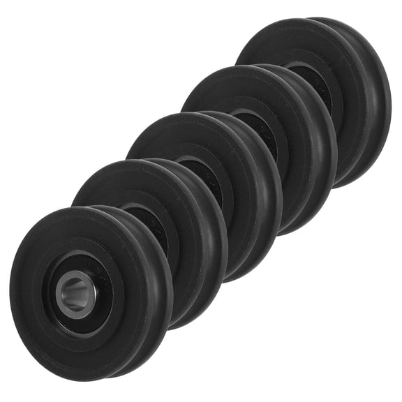 5 PCS U Groove Pulley Door Track Hanging Wheel Wire Pulleys Bearing Row Black