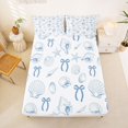 thumbnail image 5 of Manfei Seashell Bow King Sheets,Starfish Coastal Bedding,4pcs,1 Flat Sheet,1 Fitted Sheet and 2 Pillowcases, 5 of 6