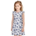 thumbnail image 1 of Fotbe Dark Blue Snowflakes Vestido de Dormir para Niñas de 3 a 10 Años, Mangas Cortas, Estilo Princesa, Pijama Camisón con Mangas Voladas-X-Large, 1 of 6