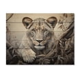 thumbnail image 3 of Designart "Power of African Lionesses II" Animals Print on Natural Pine Wood, 3 of 5