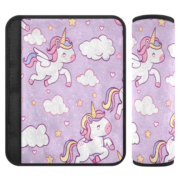 ALAZA Cartoon Cute Unicorn Car Seat Belt Adjuster Neck Covers Shoulder Cushions Pads S