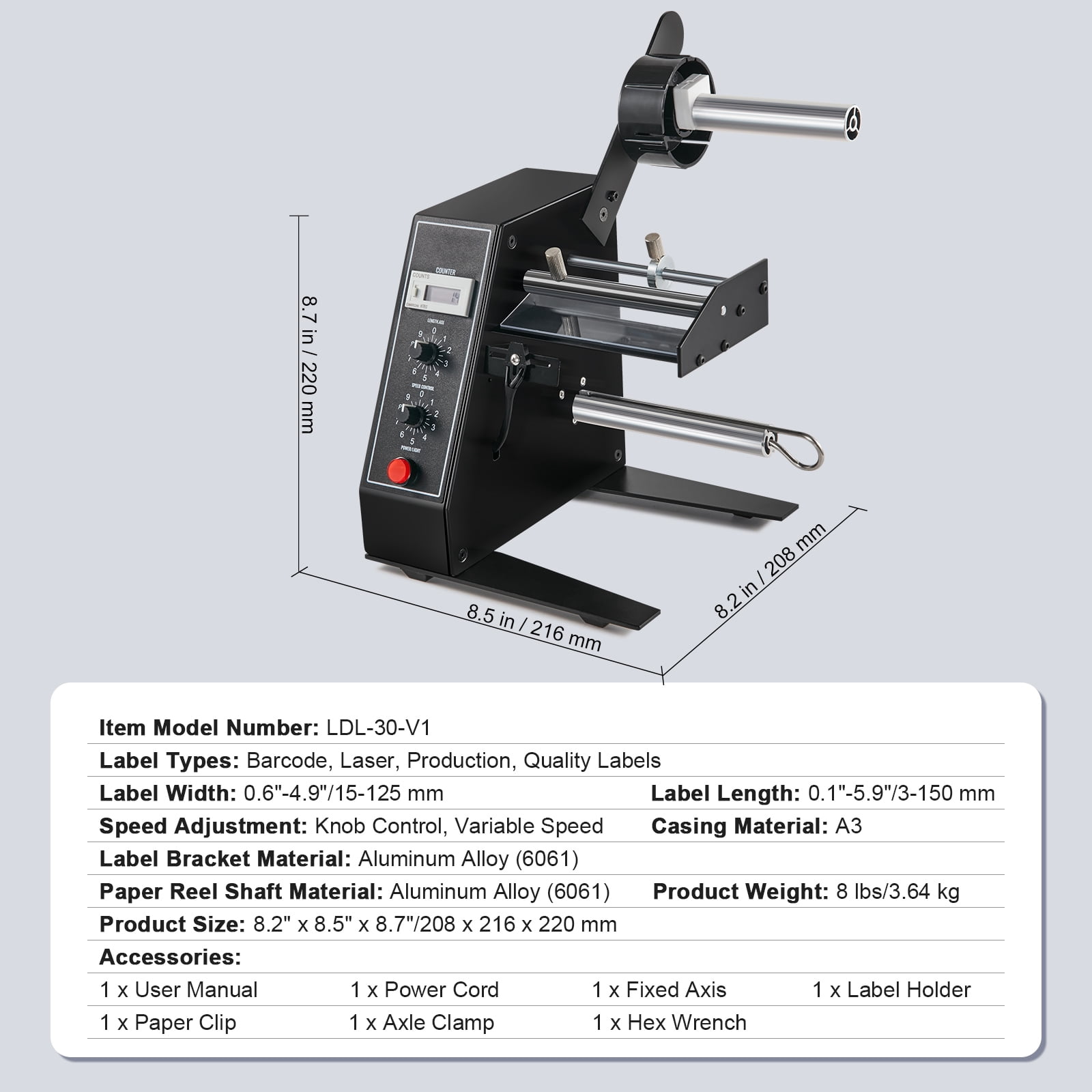 KFFKFF 0.6"-4.9" W Automatic Label Dispenser Stripper Sticker Separating Machine