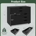 thumbnail image 3 of Costway 5-Drawer File Cabinet Mobile Chest of Drawers with Side Cabinet 5 Casters Black, 3 of 10