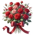 thumbnail image 2 of Calcomanía de pared de la calcomanía del baño de rosas para el bouquet para el baño decorativo de accesorio multifuncional 27.5x29.5cm pegatina de, 2 of 8
