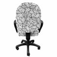 thumbnail image 3 of Leaves Office Chair Slipcover, Abstract Foliage Pattern with Scales Lines Design Doodle Style Illustration, Protective Stretch Decorative Fabric Cover, Standard Size, Grey Black White, by Ambesonne, 3 of 5