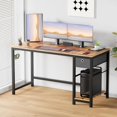 thumbnail image 2 of New Modern Brown 55 Inches Computer Desk Work Drawer Drawers Storage Shelf Shelves PC Table Home Office Study Writing 55"" L x 23.62"" W x 29.33"" H of Set, 366302509956, 2 of 3