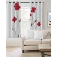 thumbnail image 3 of Blackout Curtains for Bedroom, Red Spring Floral Room Darkening Window Drapes for Living Room, Pastoral Summer Botanical Elegant Thermal Insulated Grommet Curtains, 42x84 inch, 2 Panels, 3 of 9