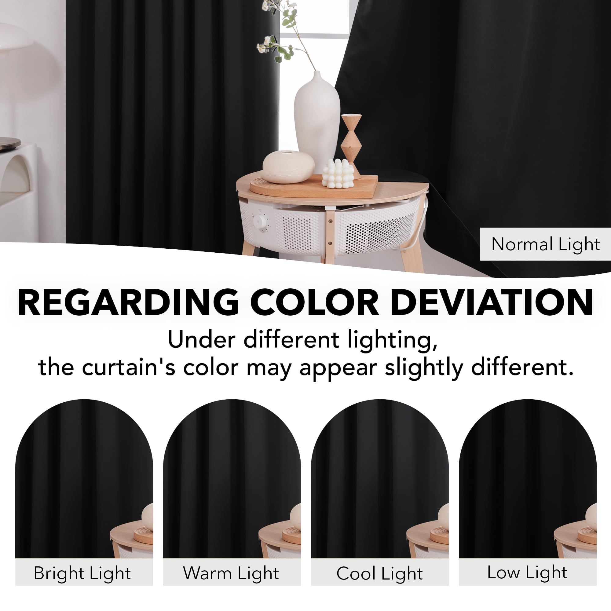 Deconovo Blackout Curtains for Bedroom Living Room, Thermal Insulated Back Tab Rod Pocket Window Panels, 70 x 63 Inch, Black, 2 Panels